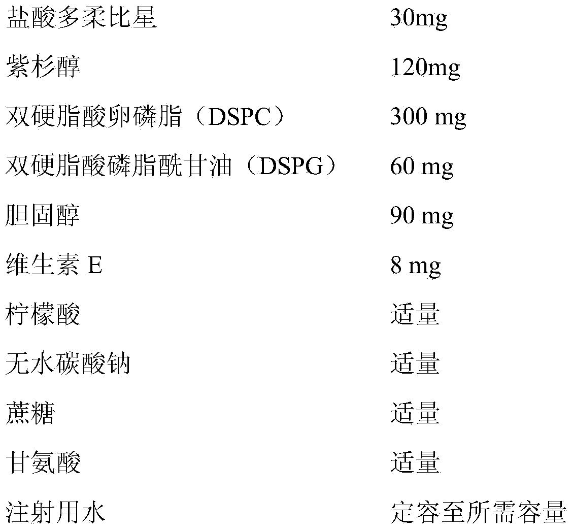 Doxorubicin hydrochloride-docetaxel or paclitaxel liposome preparation and preparation method thereof