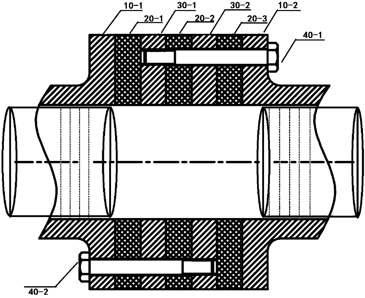 Vibration reduction and noise reduction device with blocking type structure