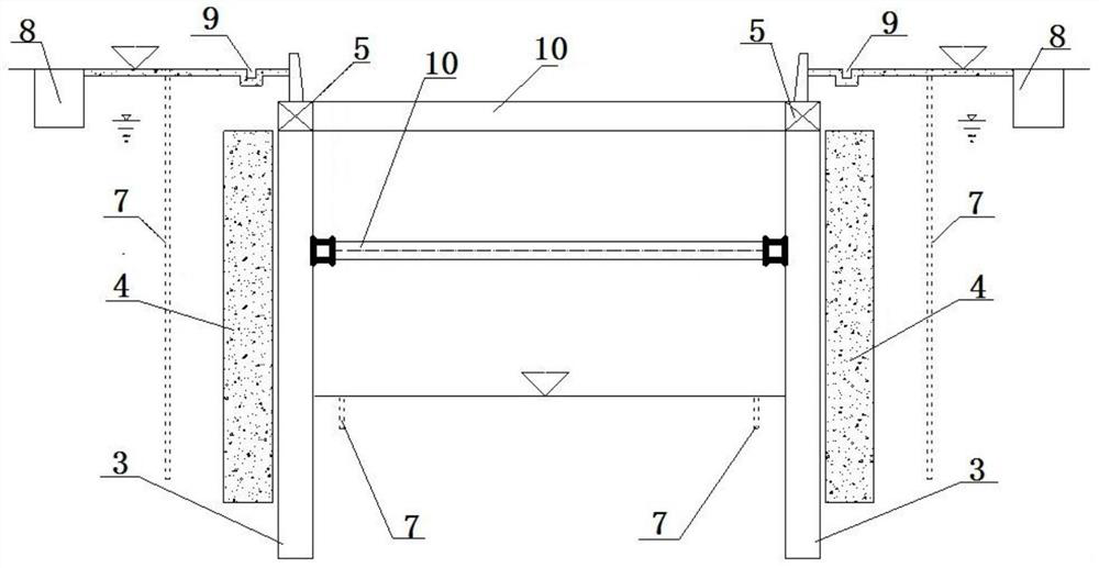 Chemical improvement curtain and well point dewatering foundation pit water stop structure and construction method