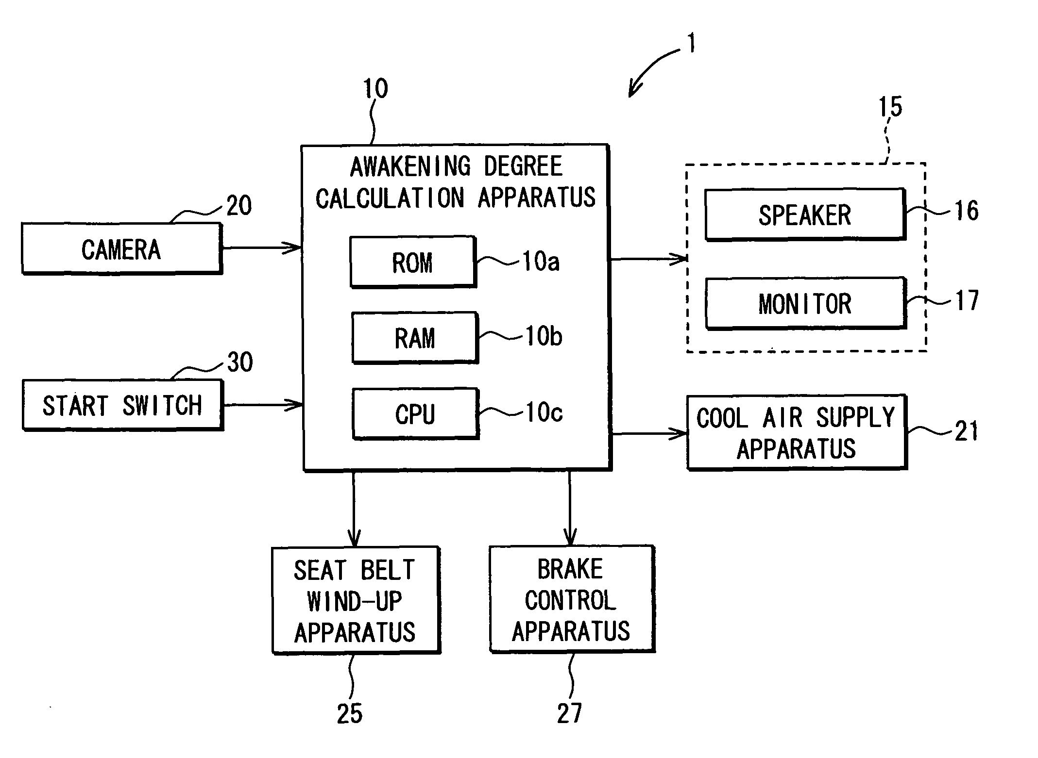 Drowsiness alarm apparatus and program