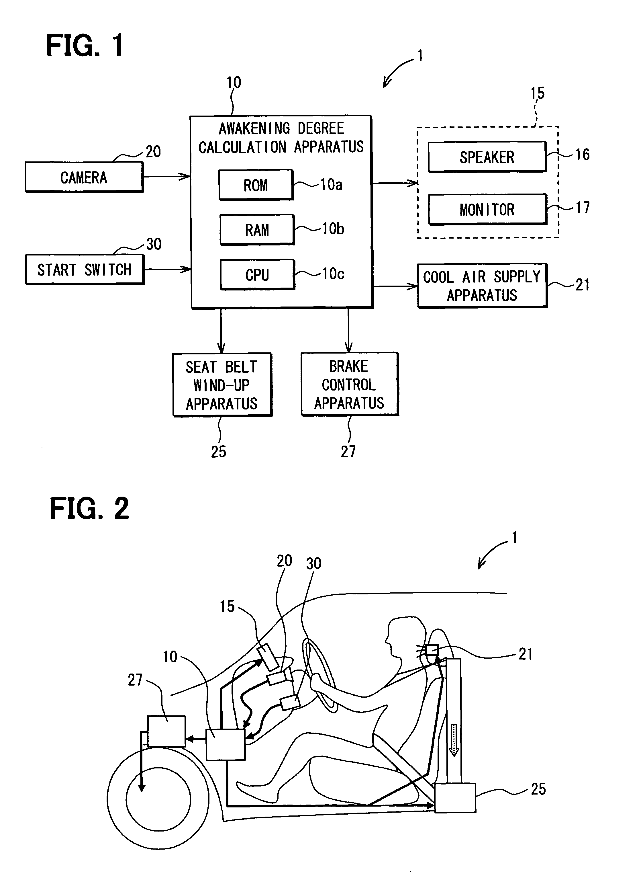 Drowsiness alarm apparatus and program