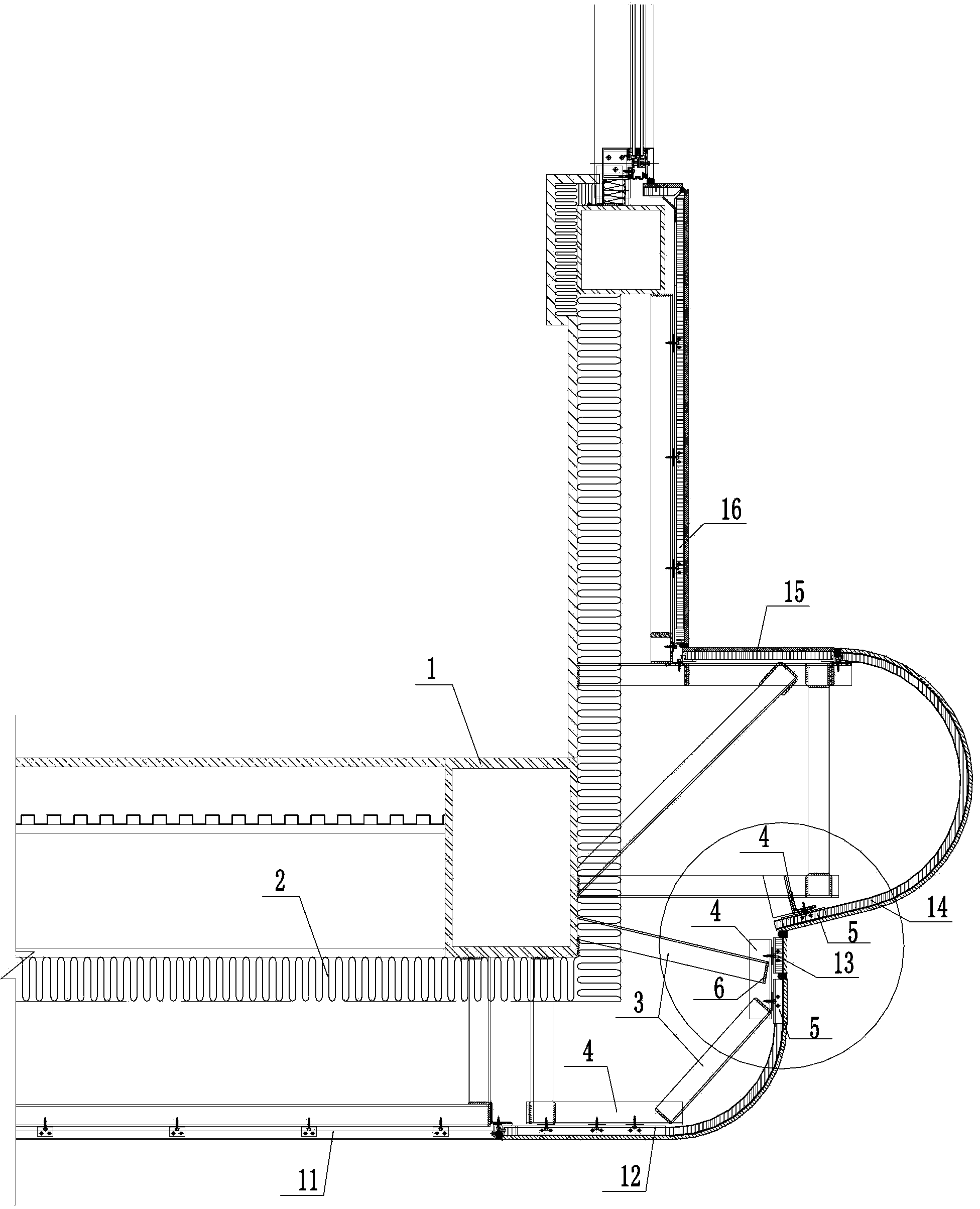 Curtain wall system comprising plane and cambered surface stone cellular boards