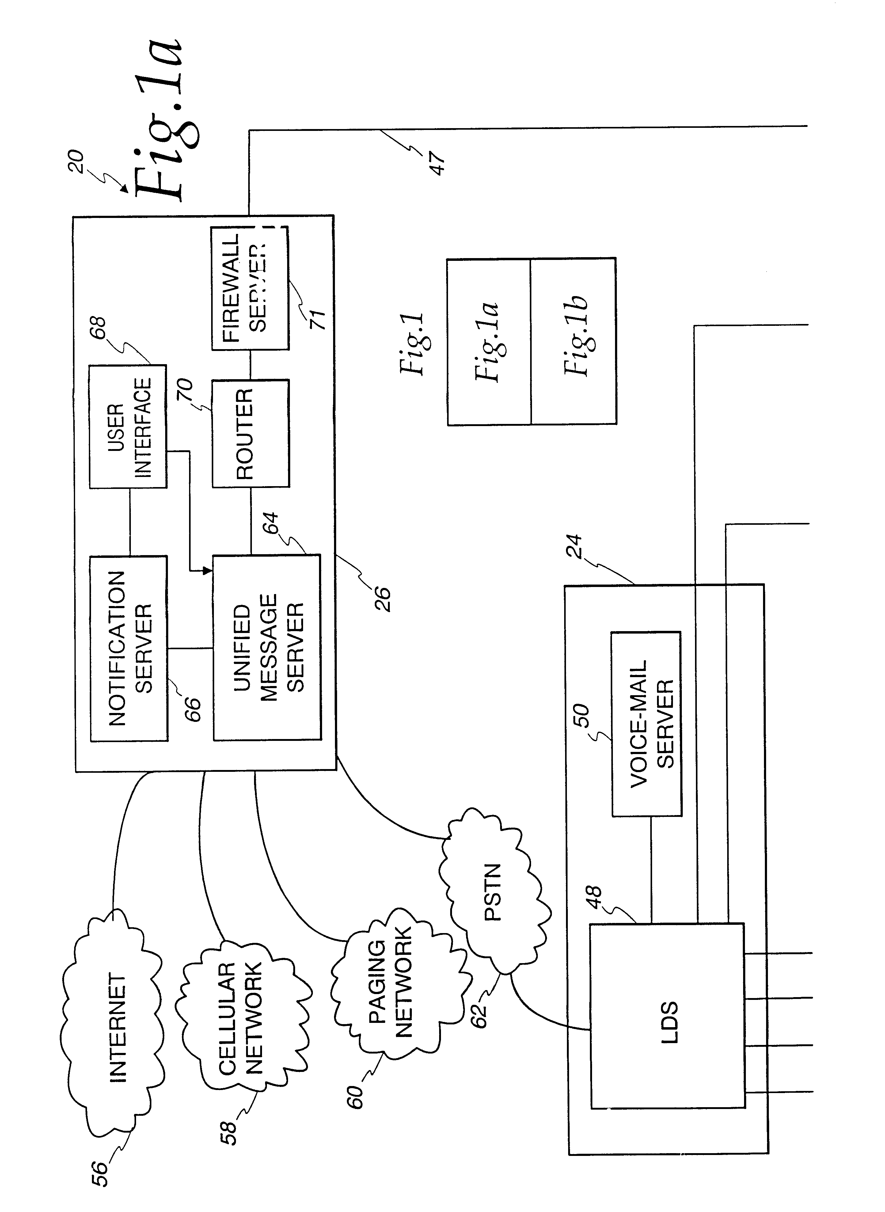 Method and system for interfacing systems unified messaging with legacy systems located behind corporate firewalls