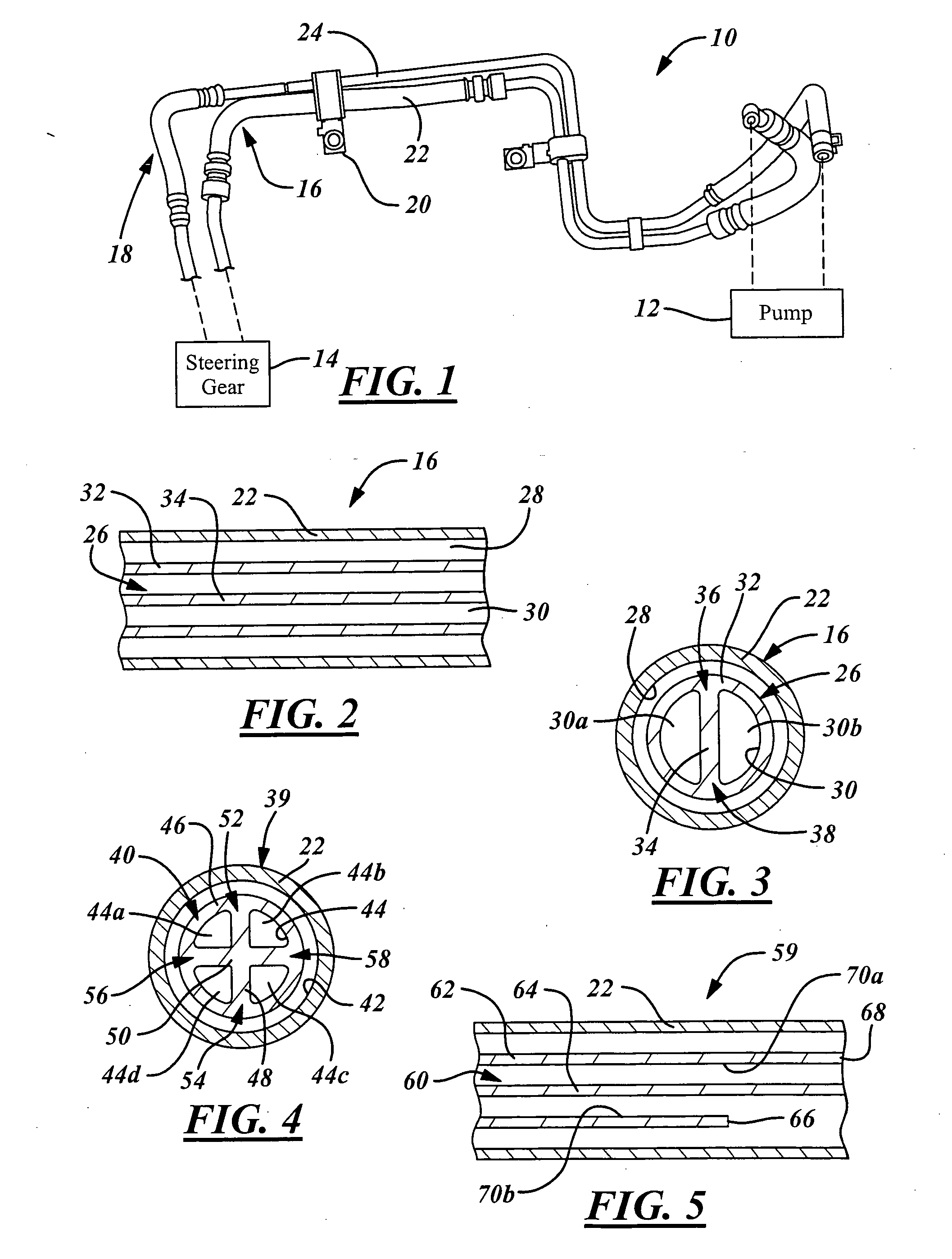 Multiple channel conduit hydraulic noise attenuation device