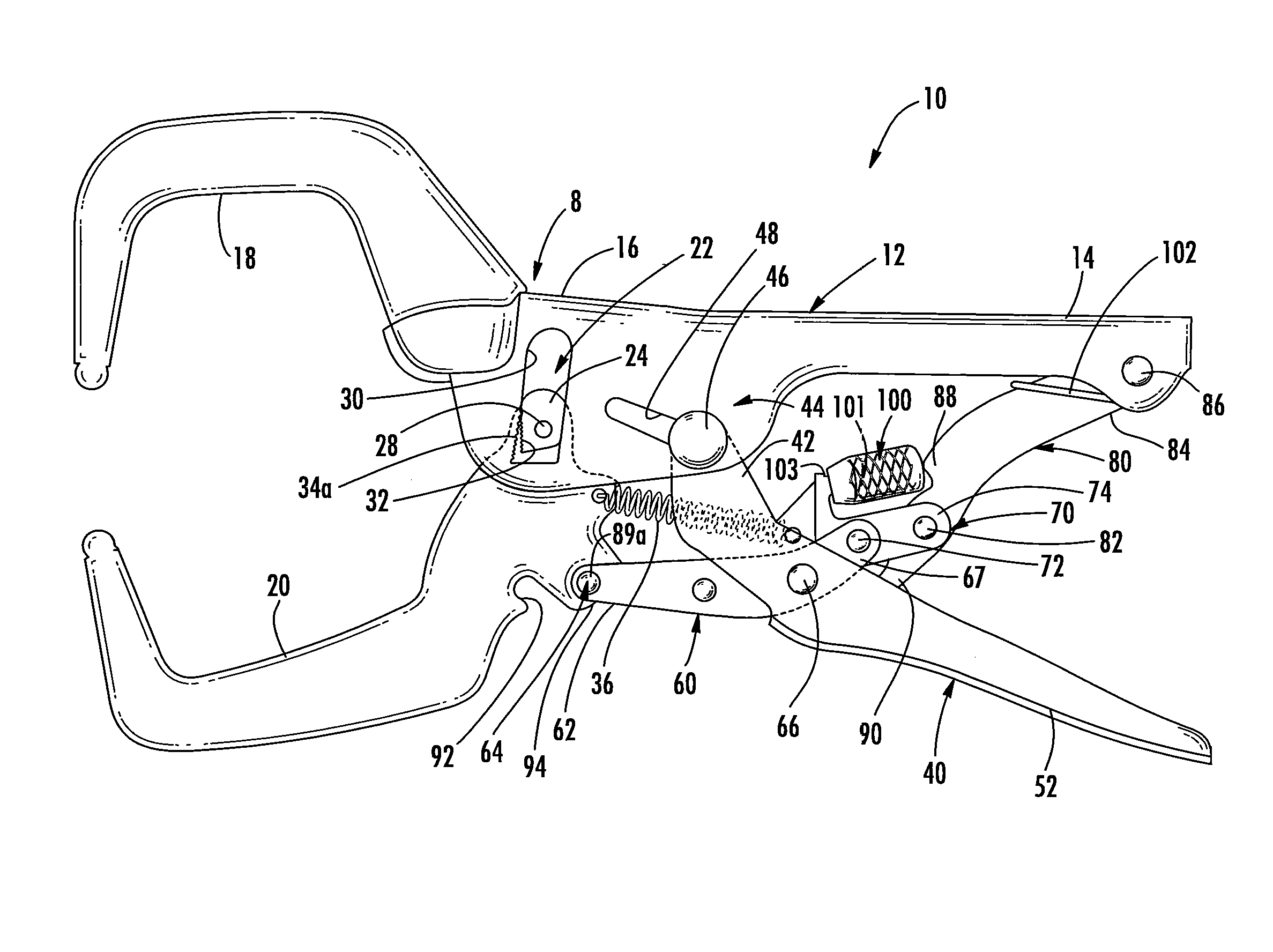 Self-adjusting locking pliers