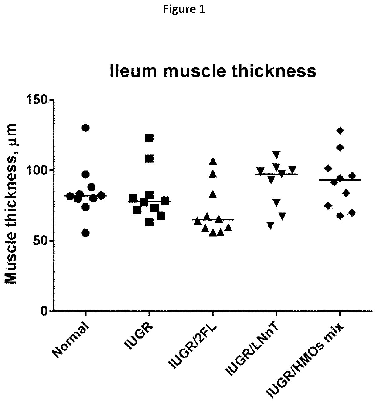 Compositions for use in the promotion of intestinal muscle growth and development and associated intestinal motility