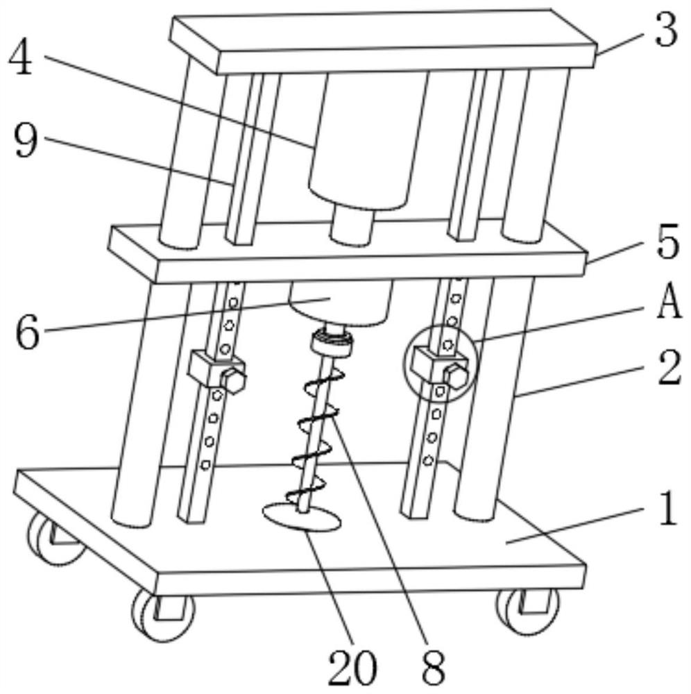 Forestry tree transplanting and planting hole digging device for tropical fruit seedling raising