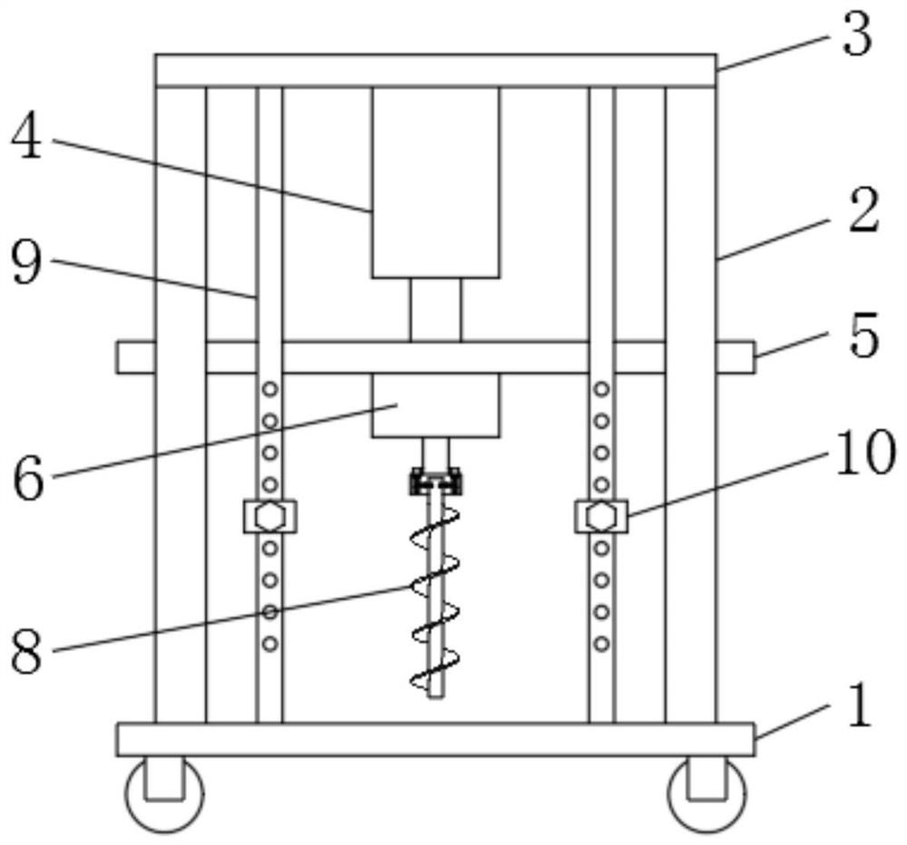 Forestry tree transplanting and planting hole digging device for tropical fruit seedling raising