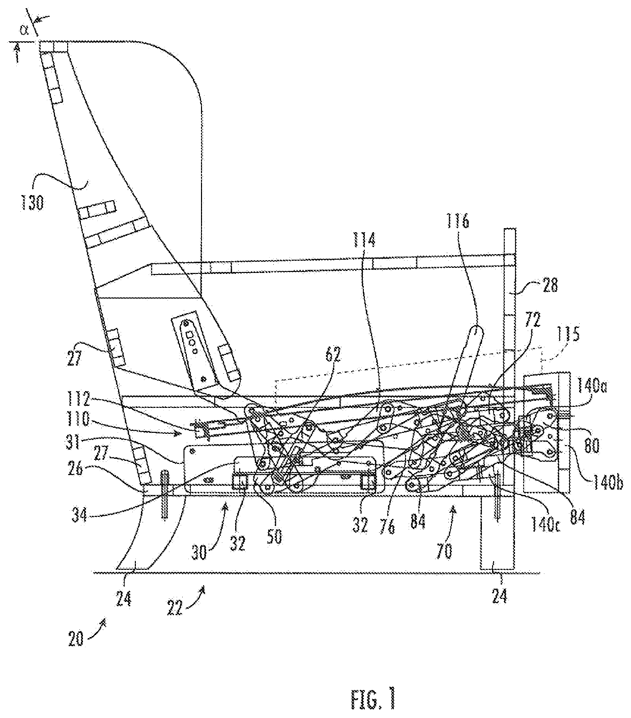 Reclining high-leg seating unit