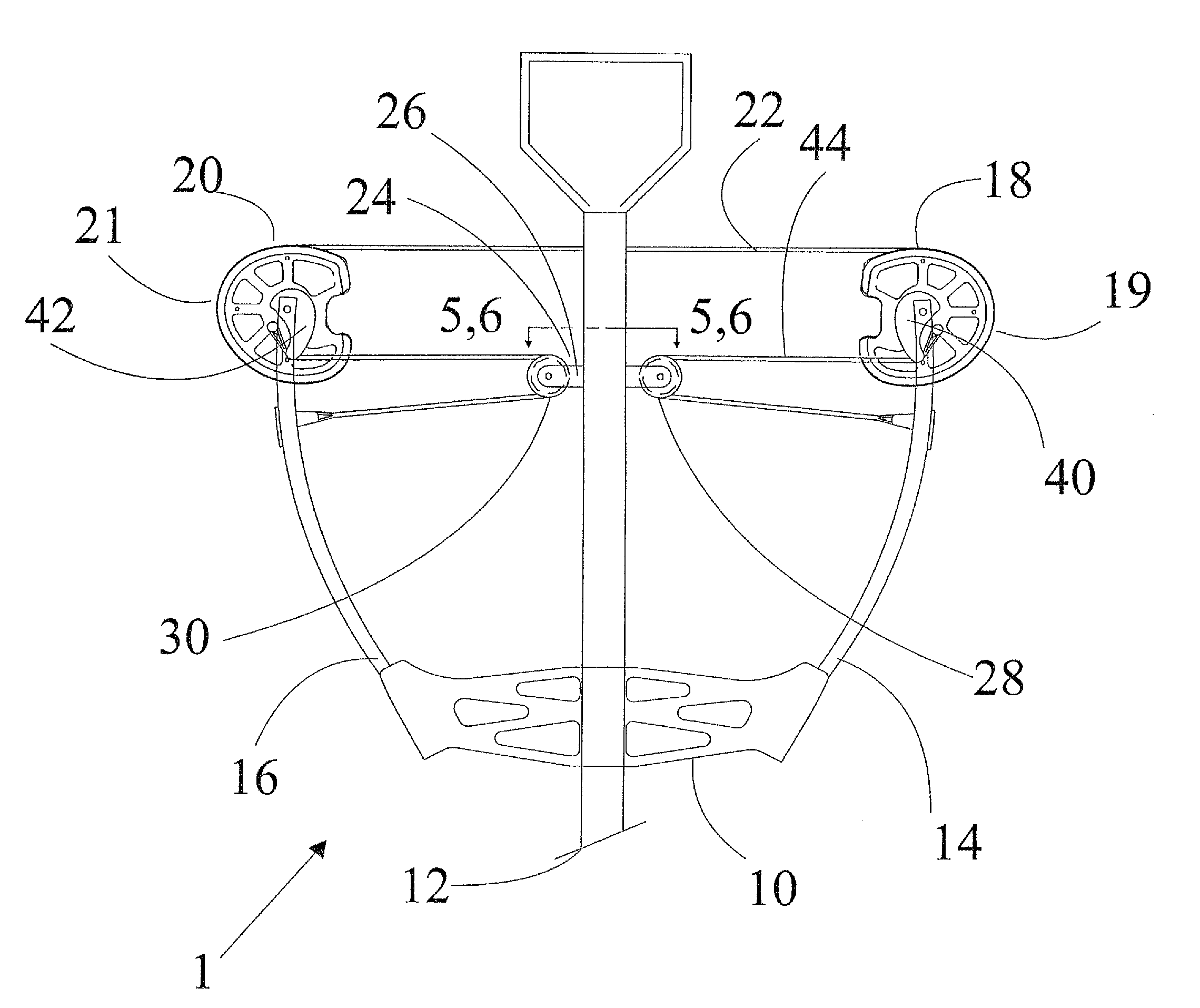 Shooting bow with pulleys