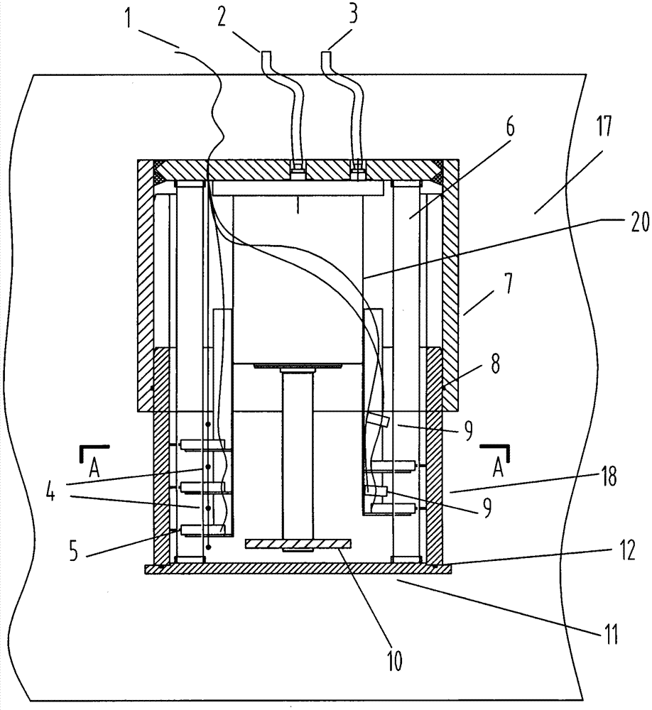 Large model test device simulating deep vertical shaft freezing