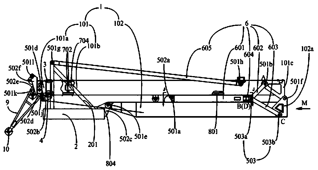 Tower body erecting and descending mechanism for tower crane and erecting and descending method thereof