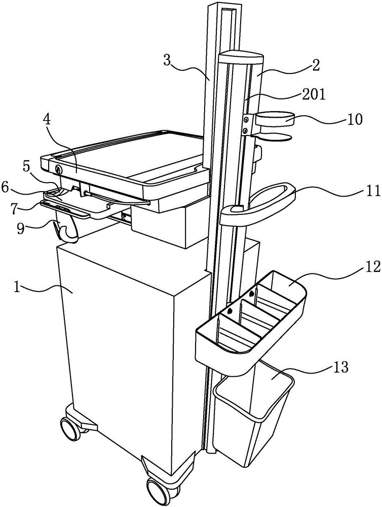 Computer and dossier integrated mobile ward rounding cart