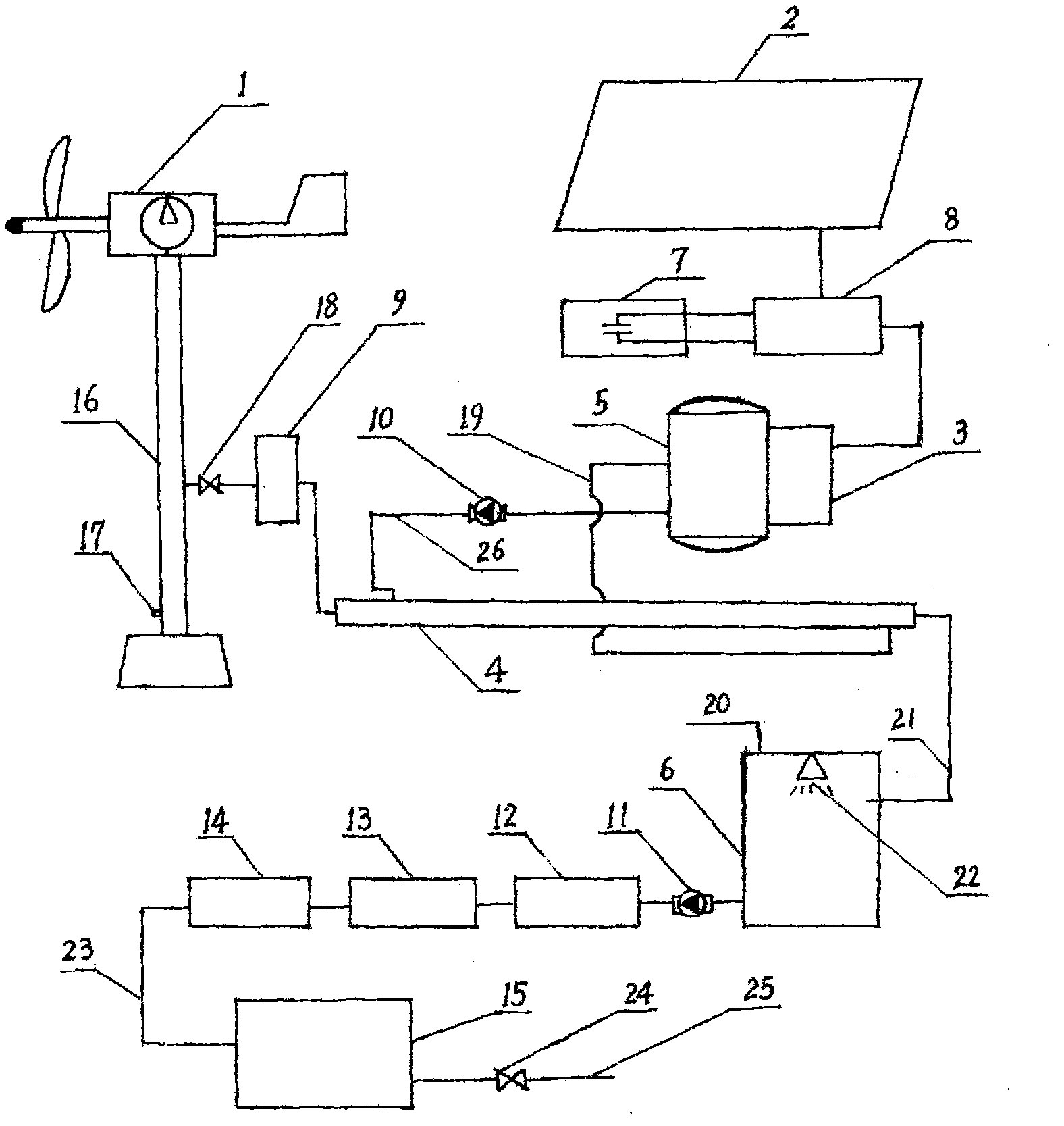 Drinking water produced by air through full natural energy utilization and replacement method thereof