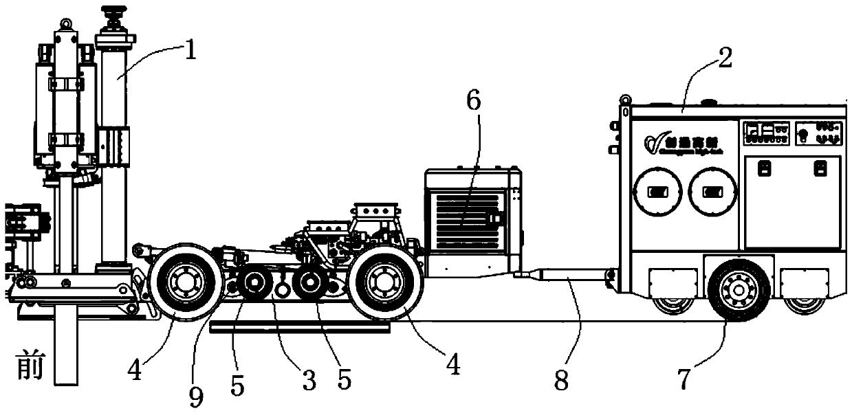 Movable raise boring machine capable of rapidly switching rail wheels and tires