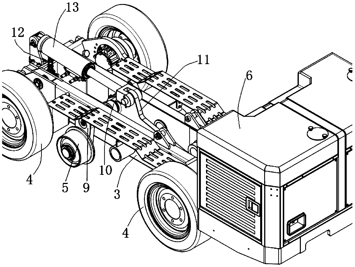 Movable raise boring machine capable of rapidly switching rail wheels and tires