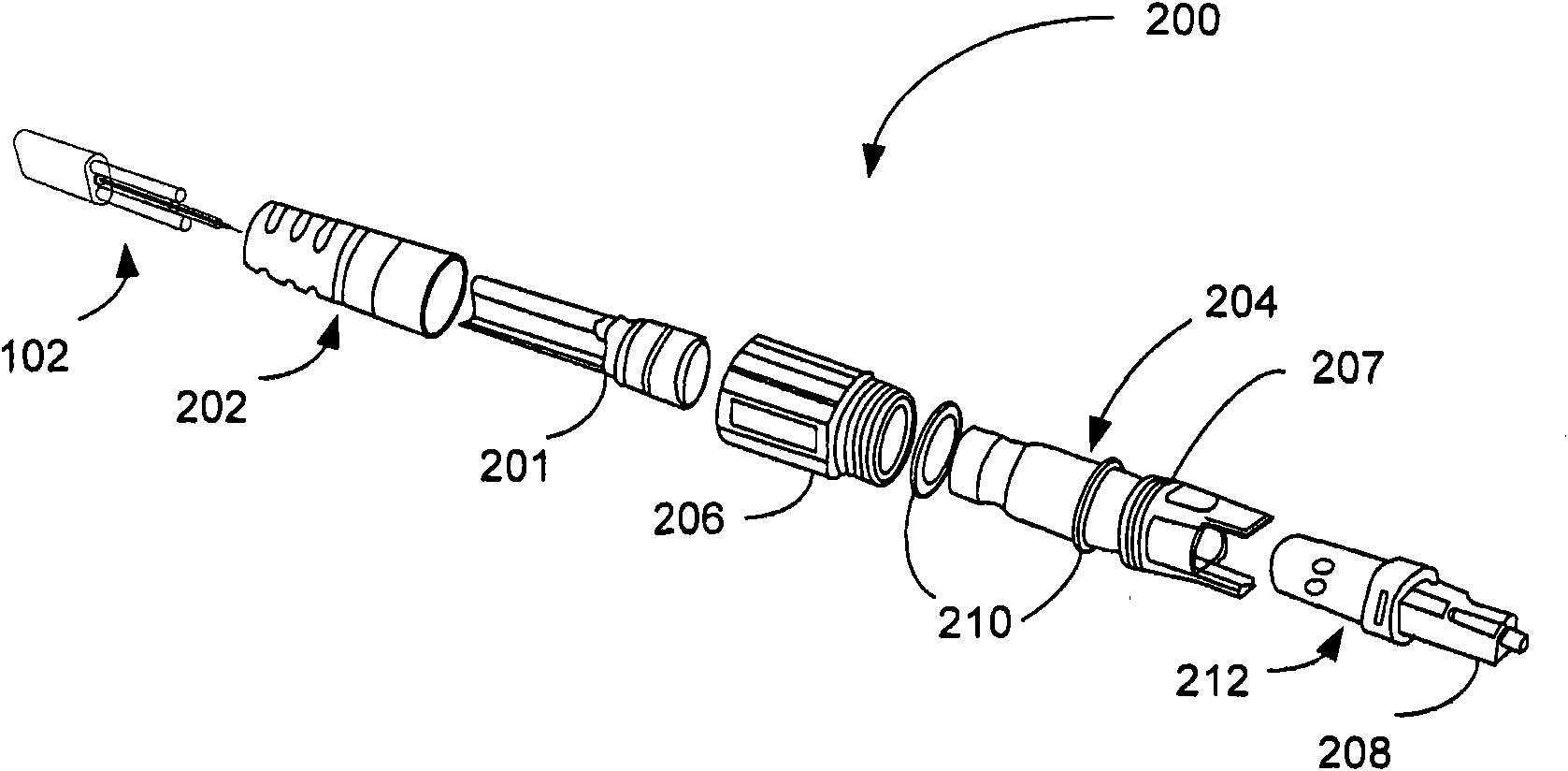 Single-piece cable retention housing for hardened outside plant connector