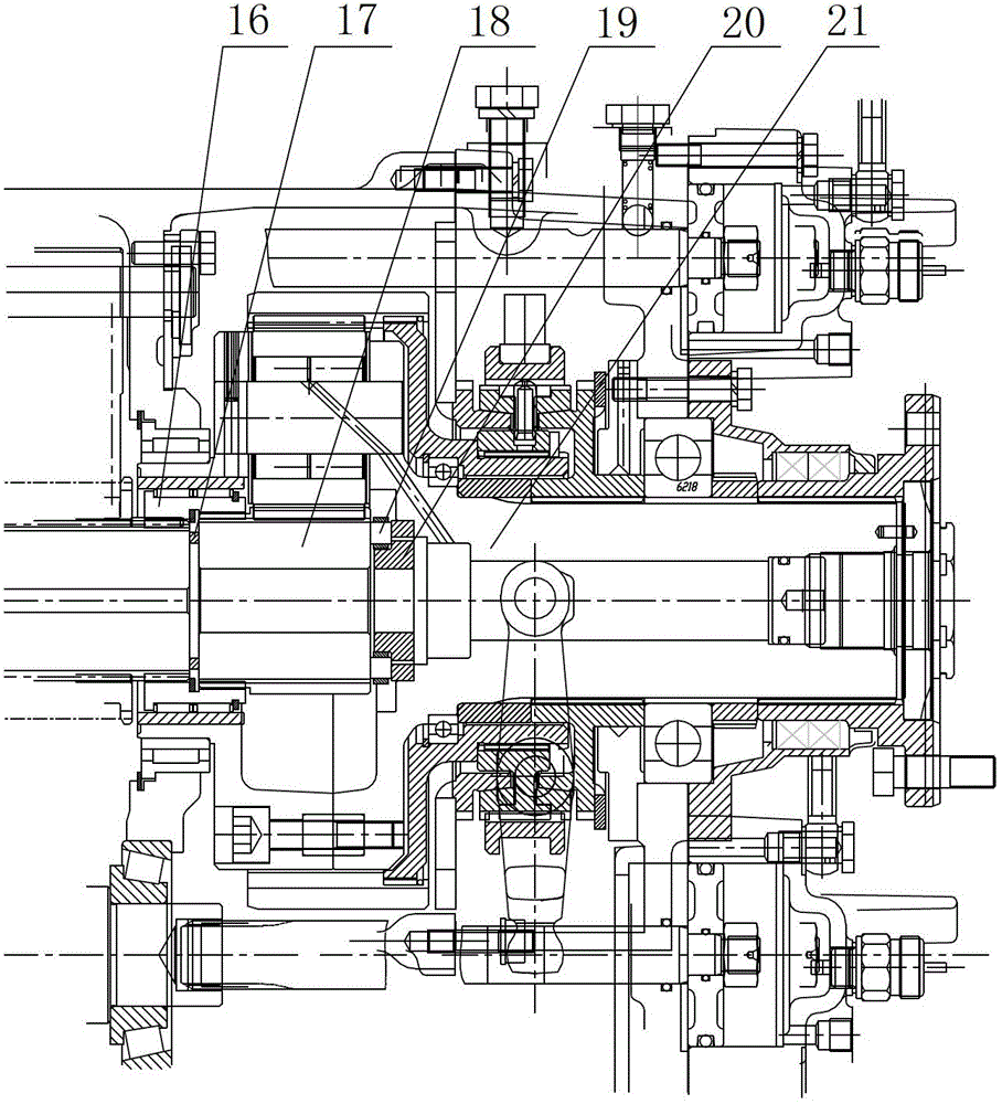 Novel 16-gear speed changing box with oblique gears, double middle shafts and lock ring type synchronizers