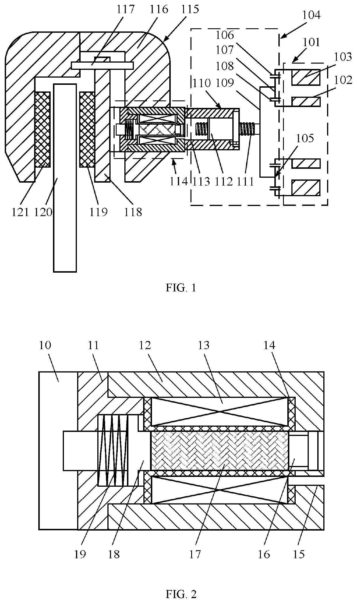 Hybrid brake-by-wire system using a motor-magnetostrictive actuator combination