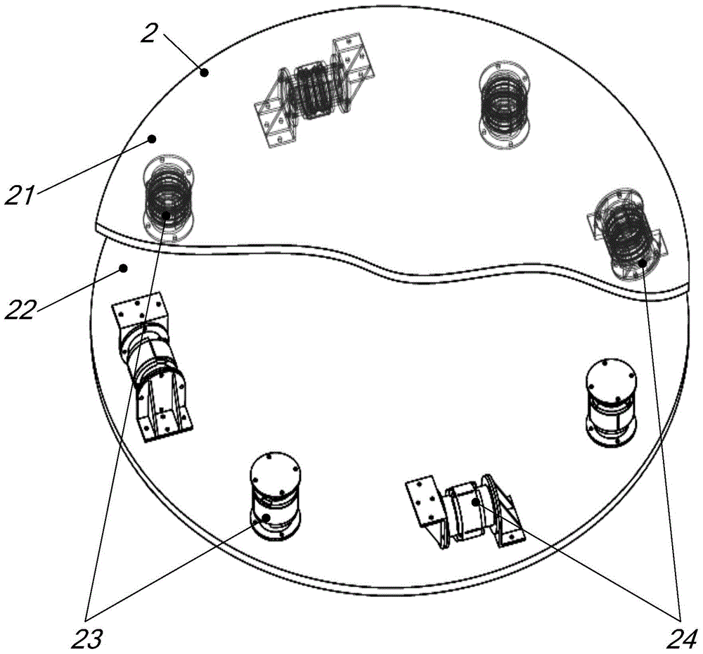 Eight-rod-connecting type non-contact satellite platform configuration and assembling method