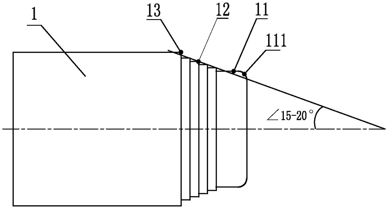 A sawtooth-shaped push head for high-pressure forming in pipes