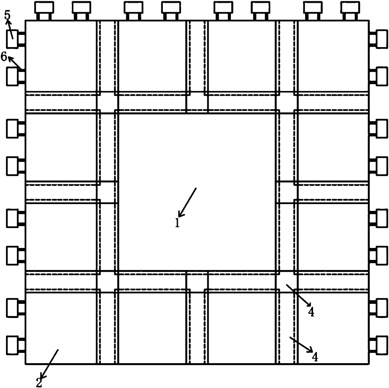 Ultra-large type floating type platform and wave energy device integrating system based on modularization