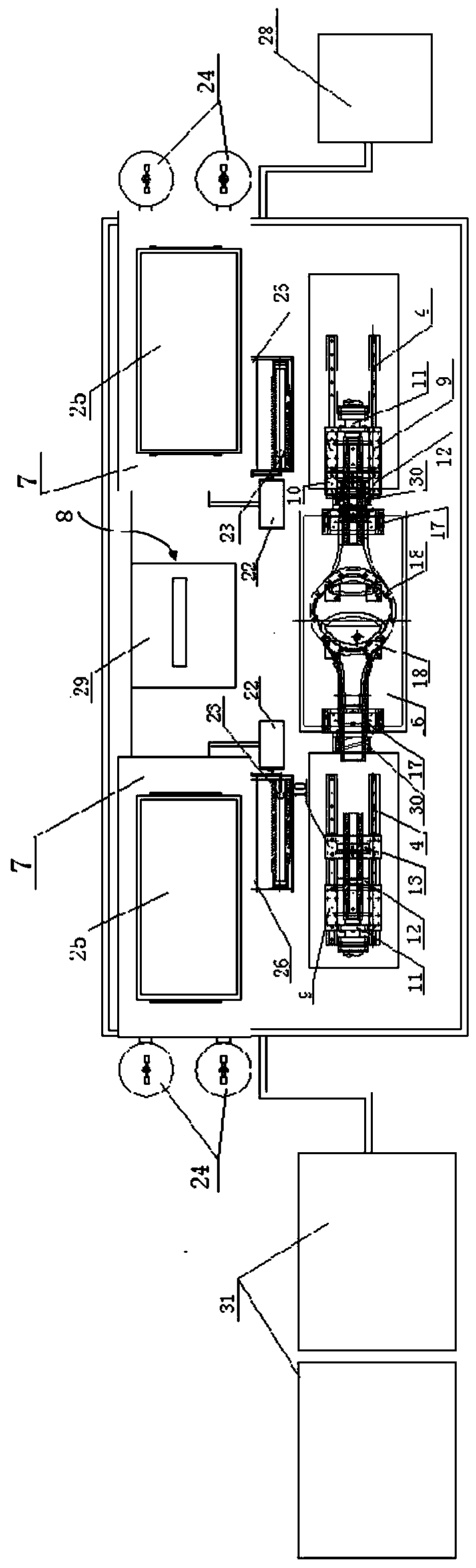 Press mounting method for shaft head and middle section of automobile middle and rear axle housing assembly