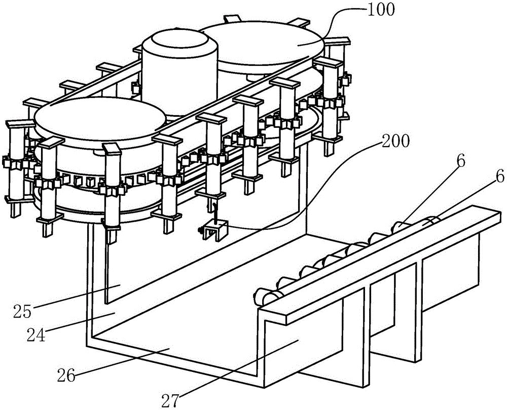 Assembly line for removing powder on door/window frame body