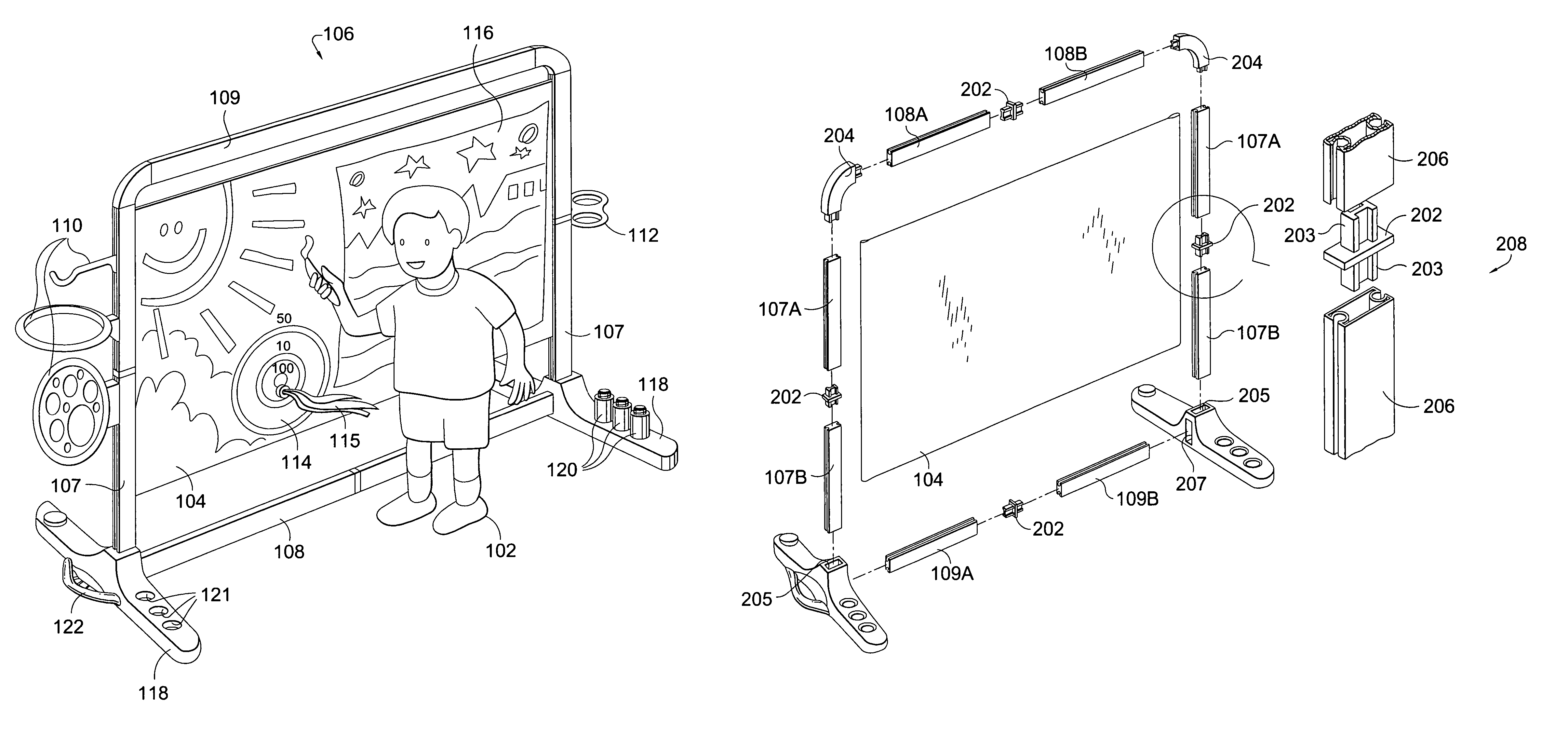 Collapsible freestanding drawing board