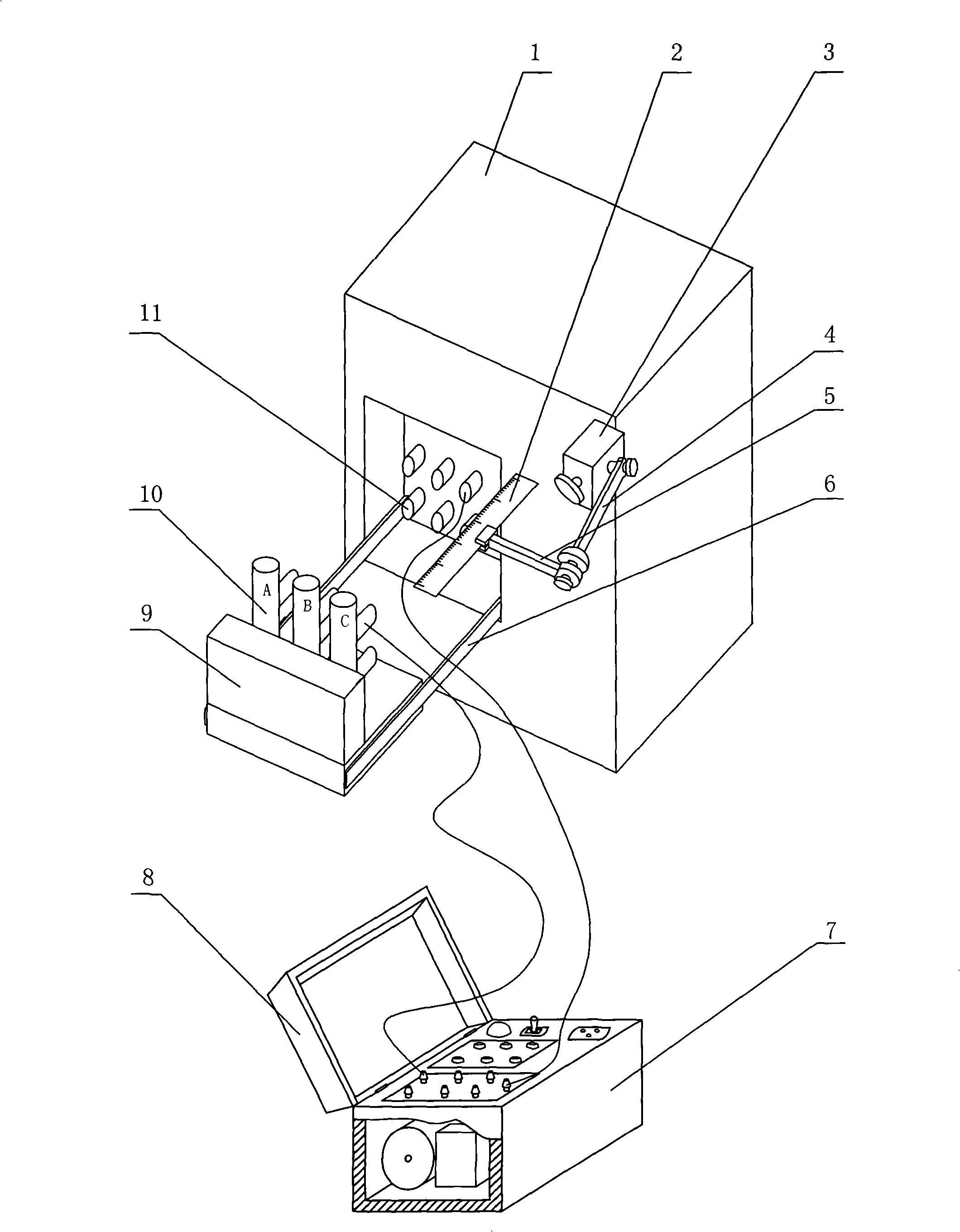 Handcart once contact stroke test device for high-tension switch cabinet