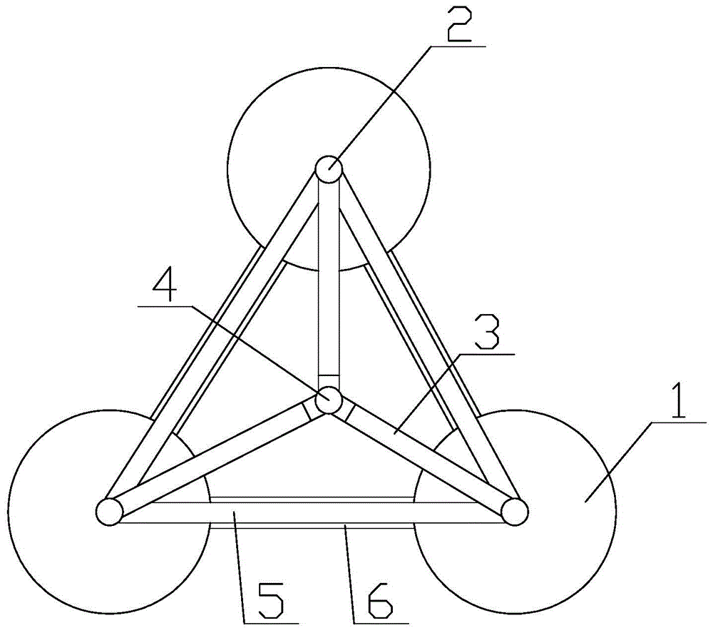 Combined basic structural system of three cylinder type foundations with support