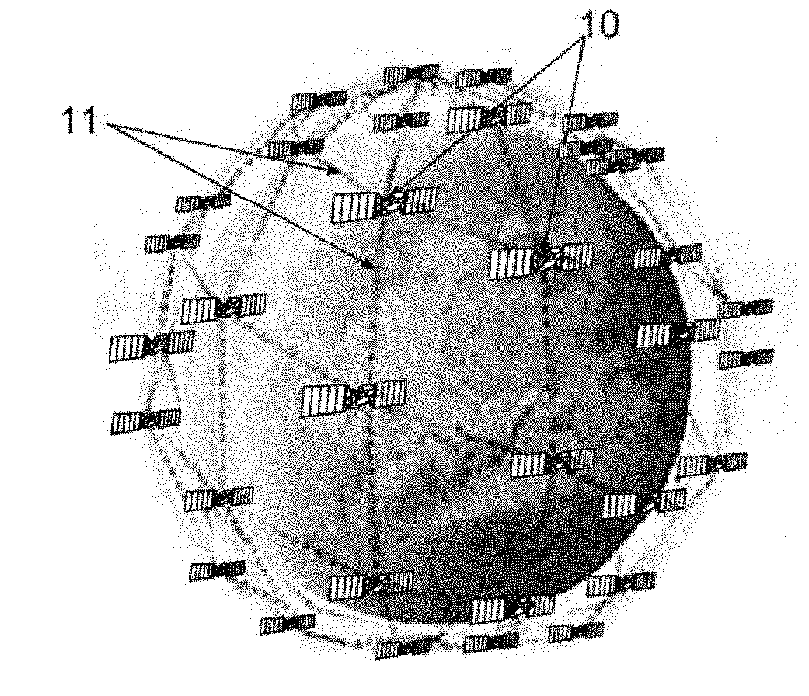 Inter-satellite communication device, associated satellite and associated constellation of satellites