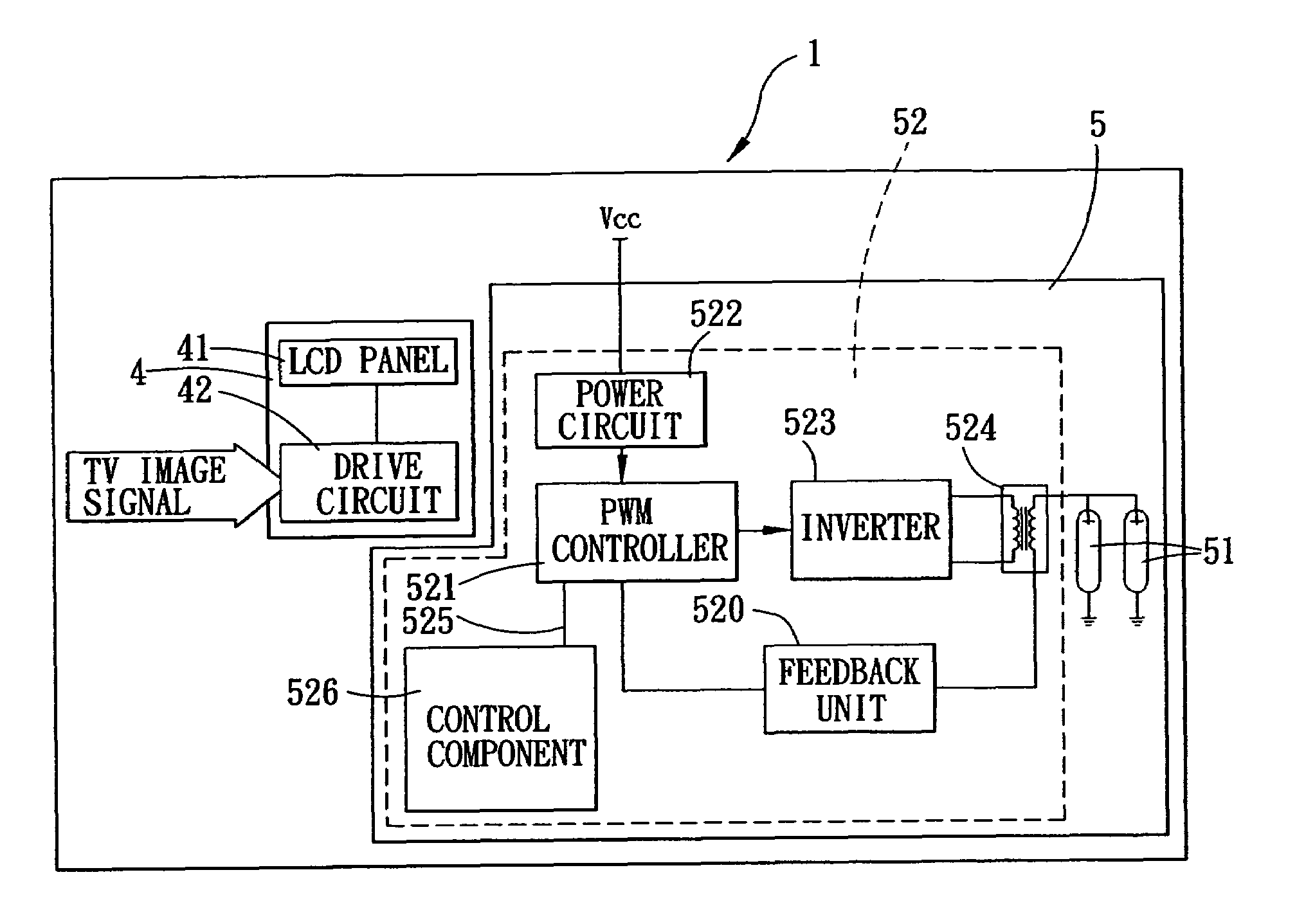 Television and back lighting source module capable of preventing harmonic interference