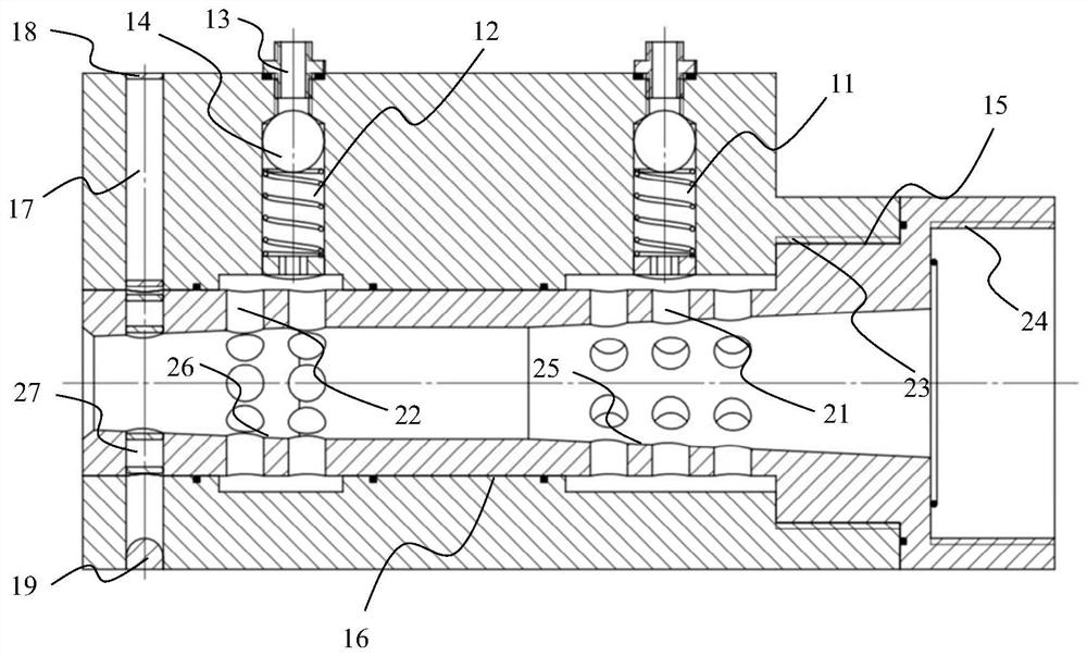 A two-stage gas-filling adjustable ratio gas-liquid mixing nozzle device and its use method