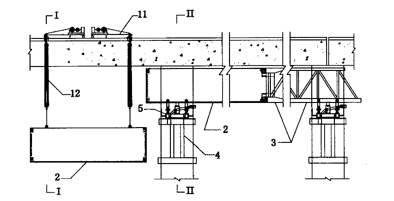 Construction process for overhead back-up movement and dismantlement of movable shuttering form