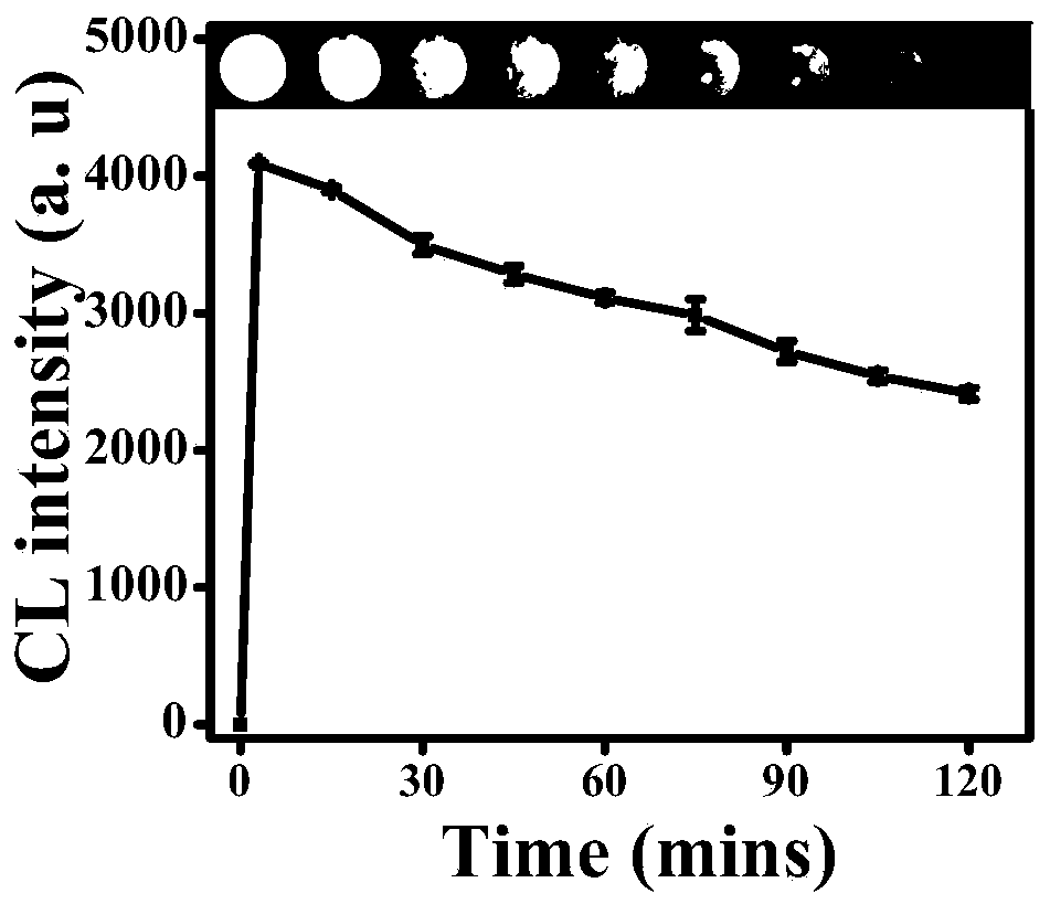 Glow-type chemiluminescence sensor constructed based on hydrogel and preparation method and application thereof