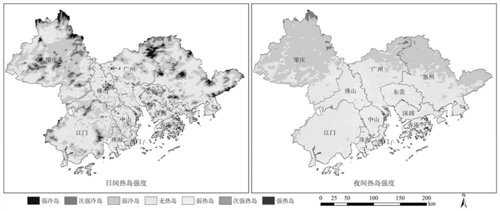 Urban agglomeration ground surface heat island intensity evaluation method and system, medium and terminal equipment