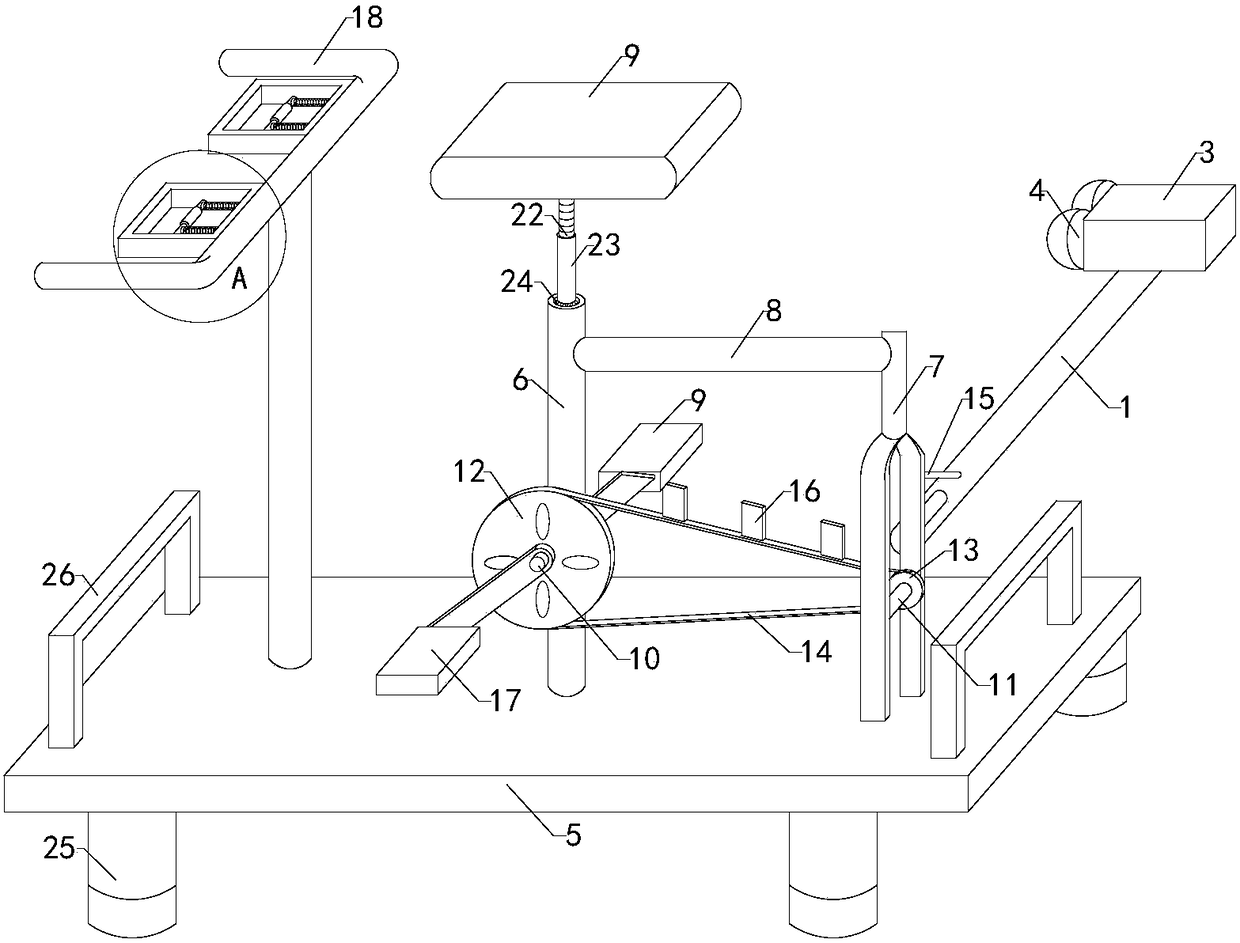 Simple pedal type back pounding massage machine