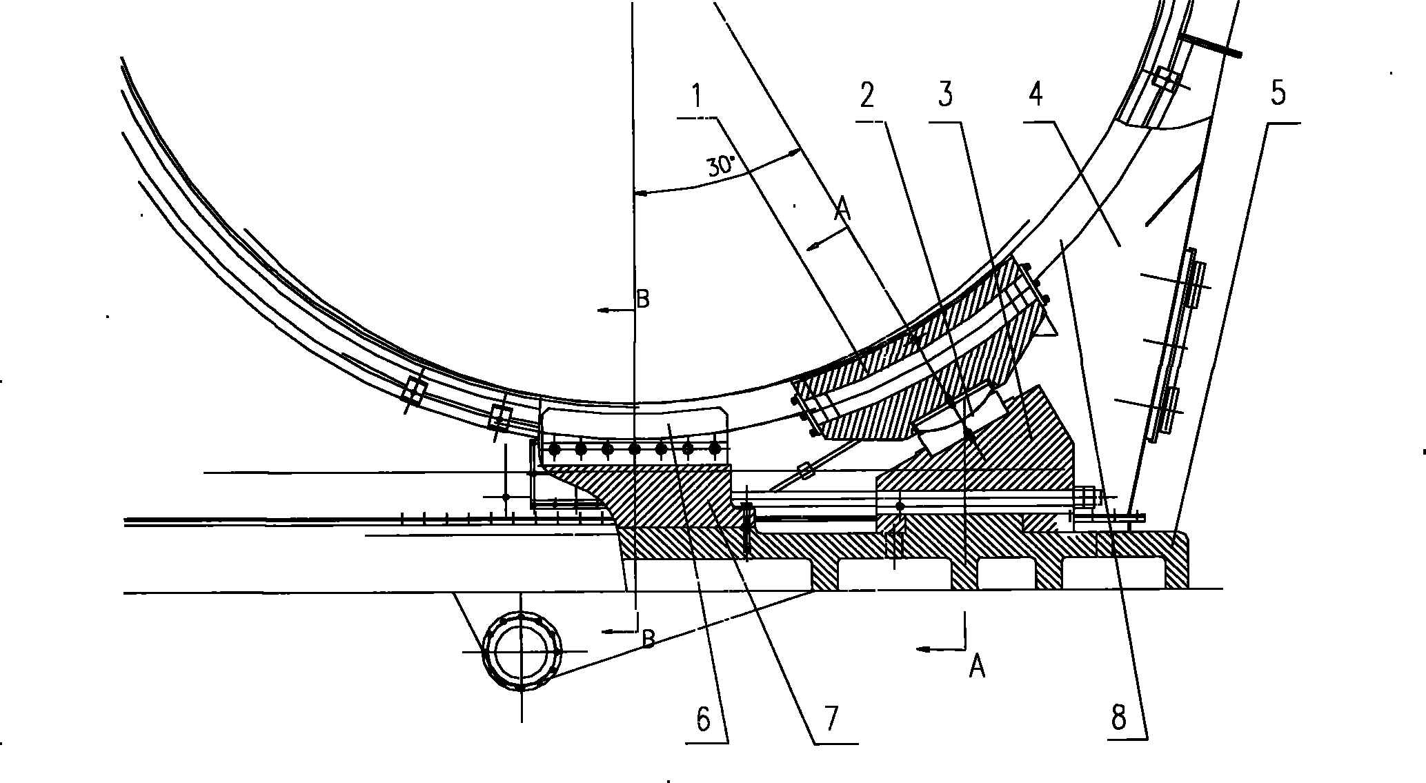 Design of pure static pressure sliding shoe structure for fixed end and free end in tube mill supporting device