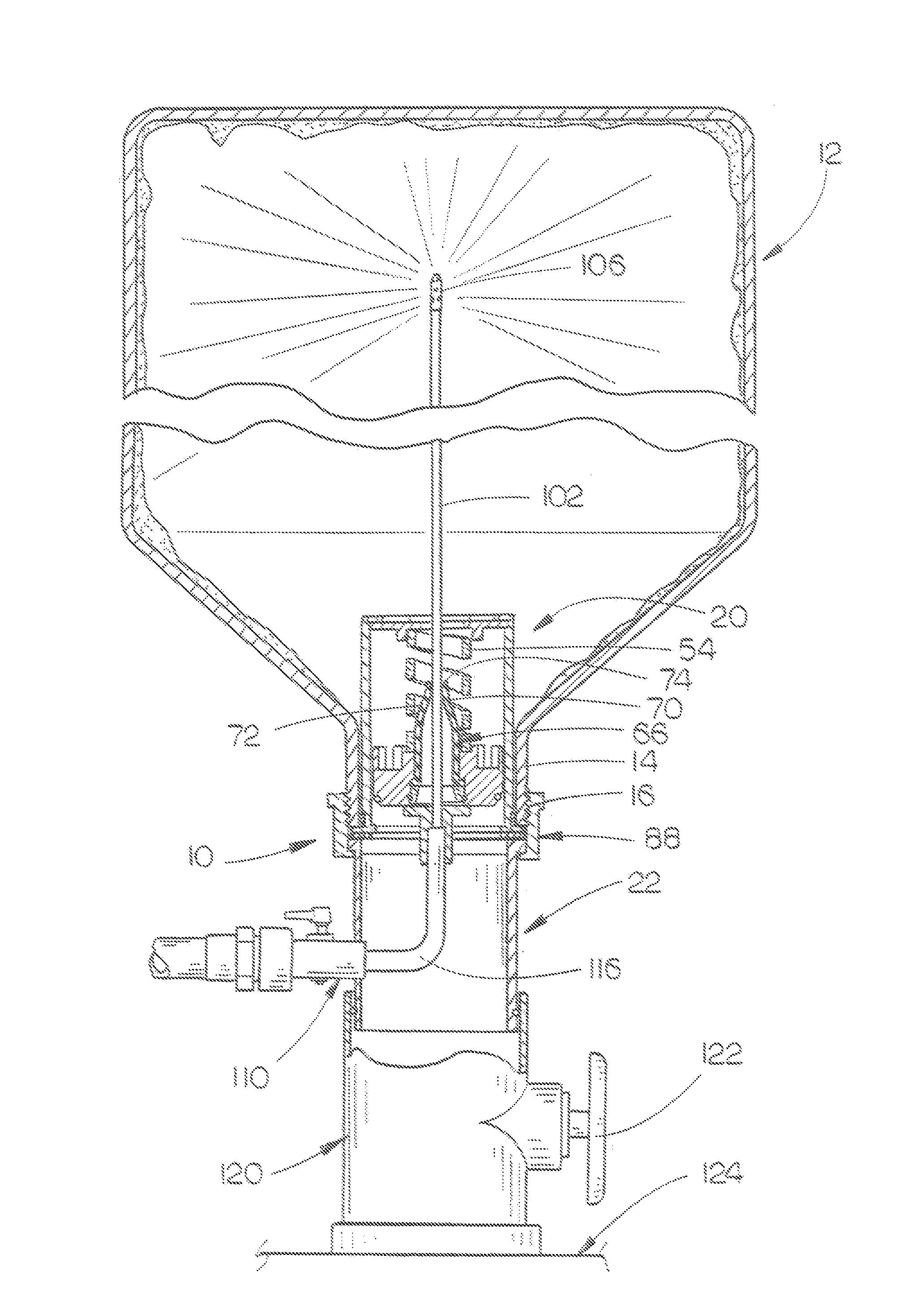 Apparatus for rinsing chemical containers