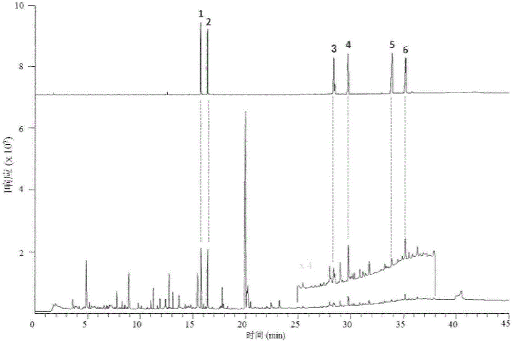 Method for determining index components in Sishen pill through flash evaporation-gas chromatography technology