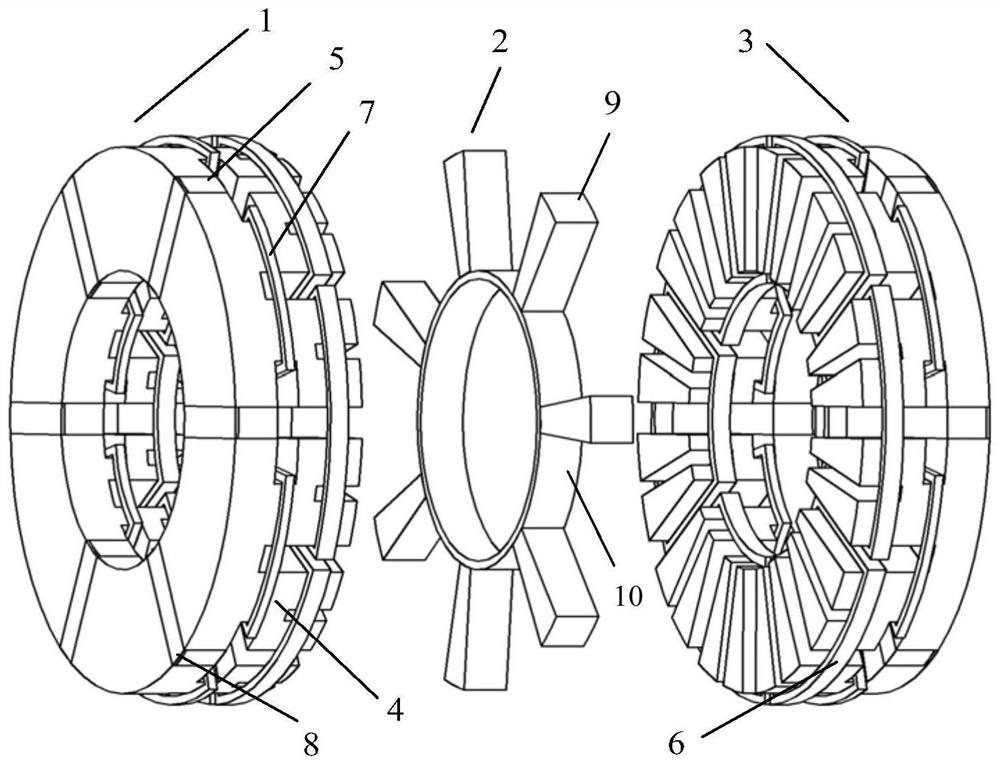 Double-stator hybrid excitation type axial magnetic field flux switching motor