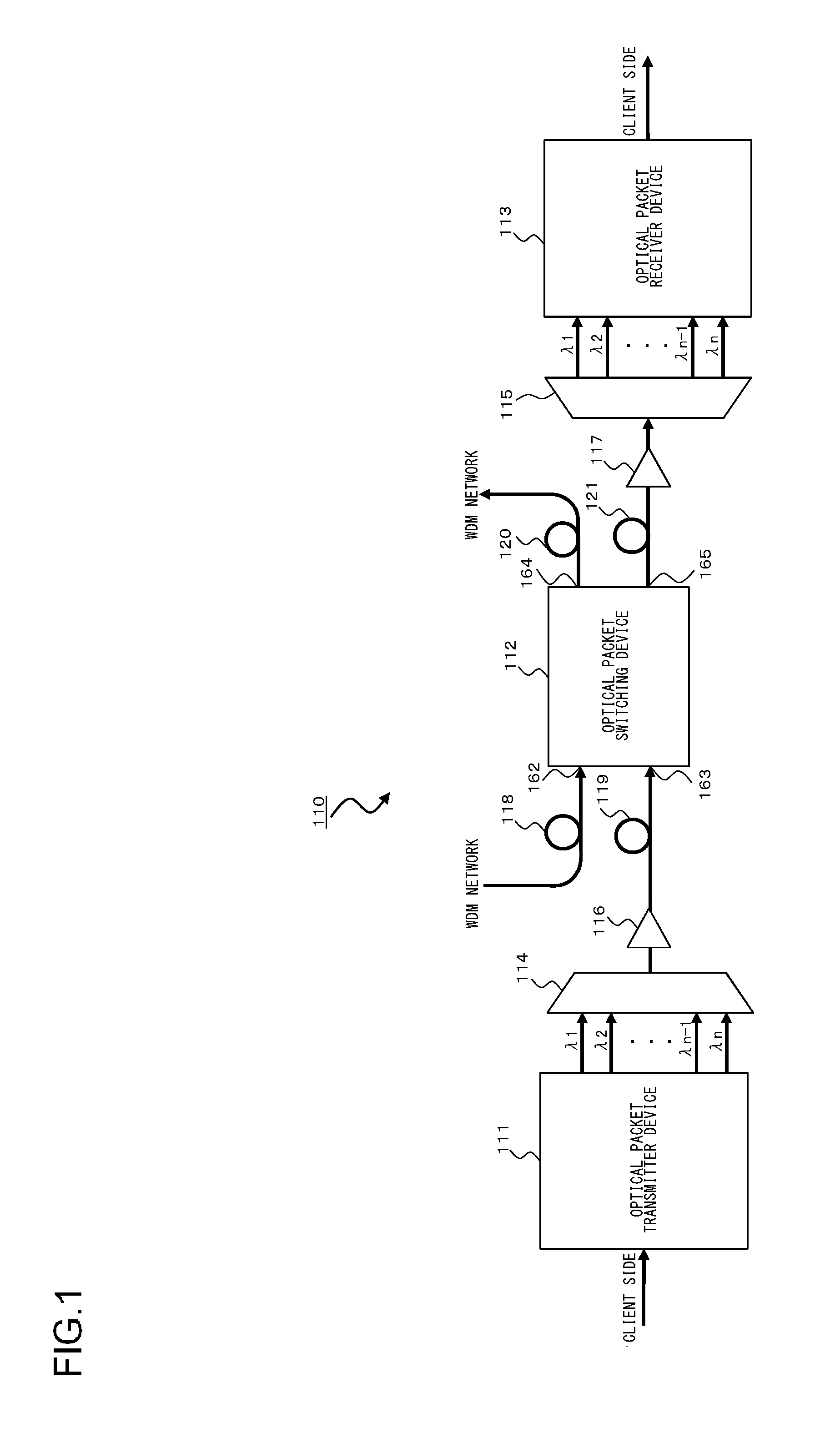 Optical packet switching system and optical packet transmitter device