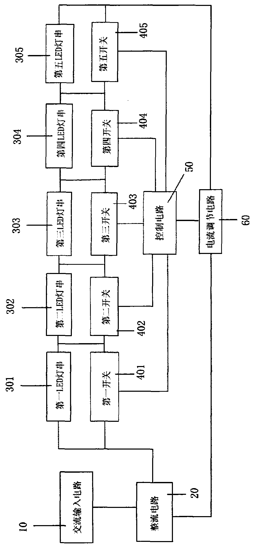 Digital coding alternating current LED driving circuit