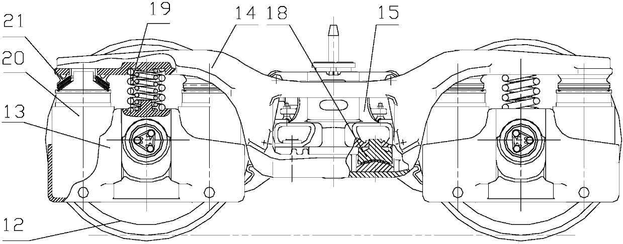 Hydraulic self-adjusting bogie for railway vehicles