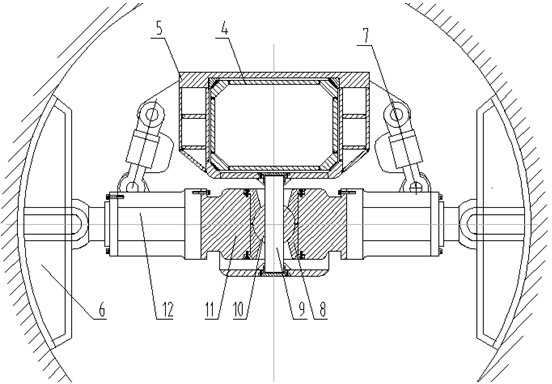 Spherical support girder turning mechanism for open-type hard-rock boring machines