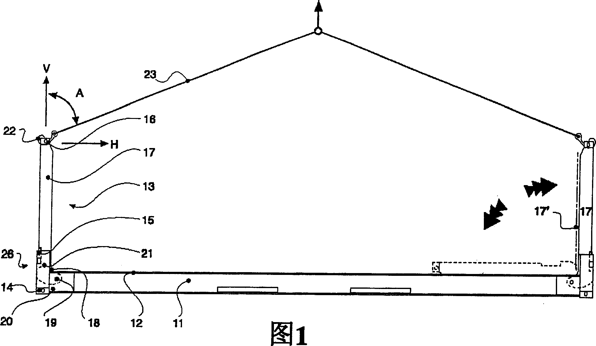 Hinge for collapsible flatrack