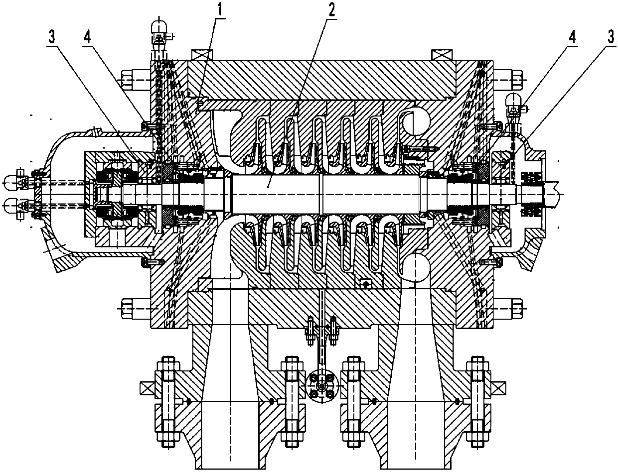 Centrifugal compressor for gasoline and diesel oil hydrogenating and upgrading device