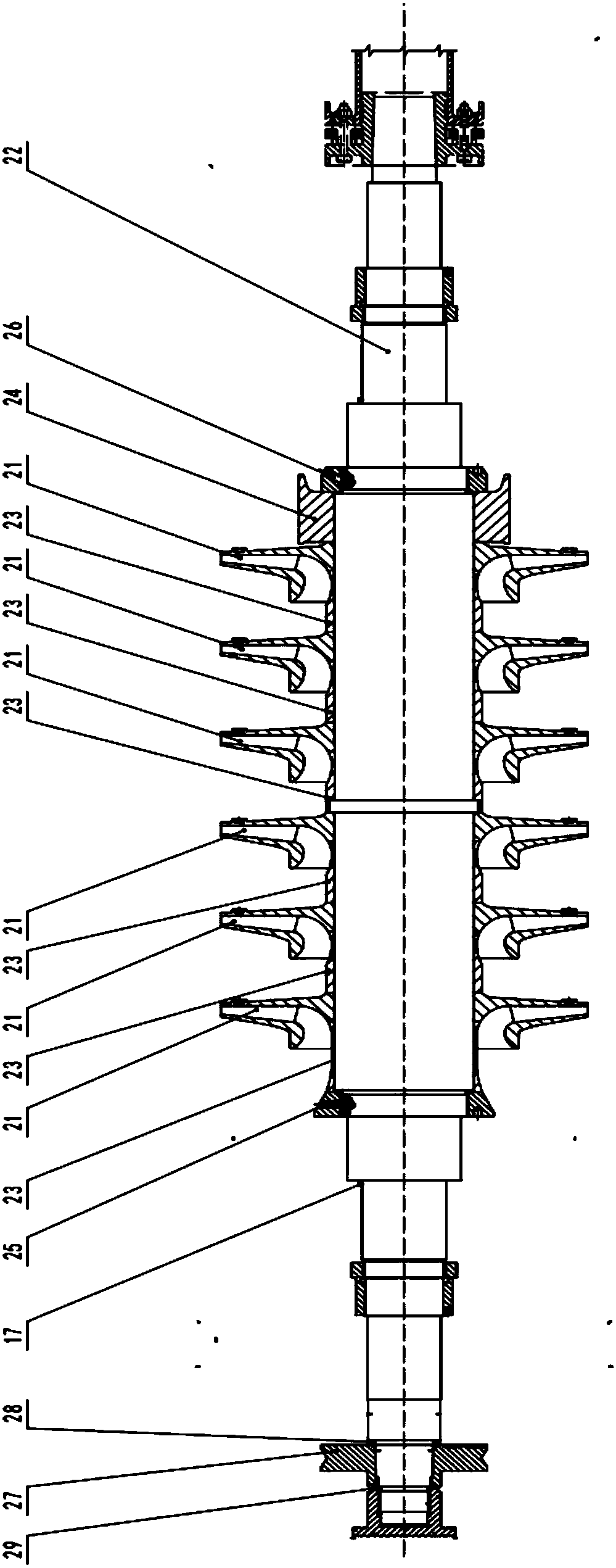 Centrifugal compressor for gasoline and diesel oil hydrogenating and upgrading device