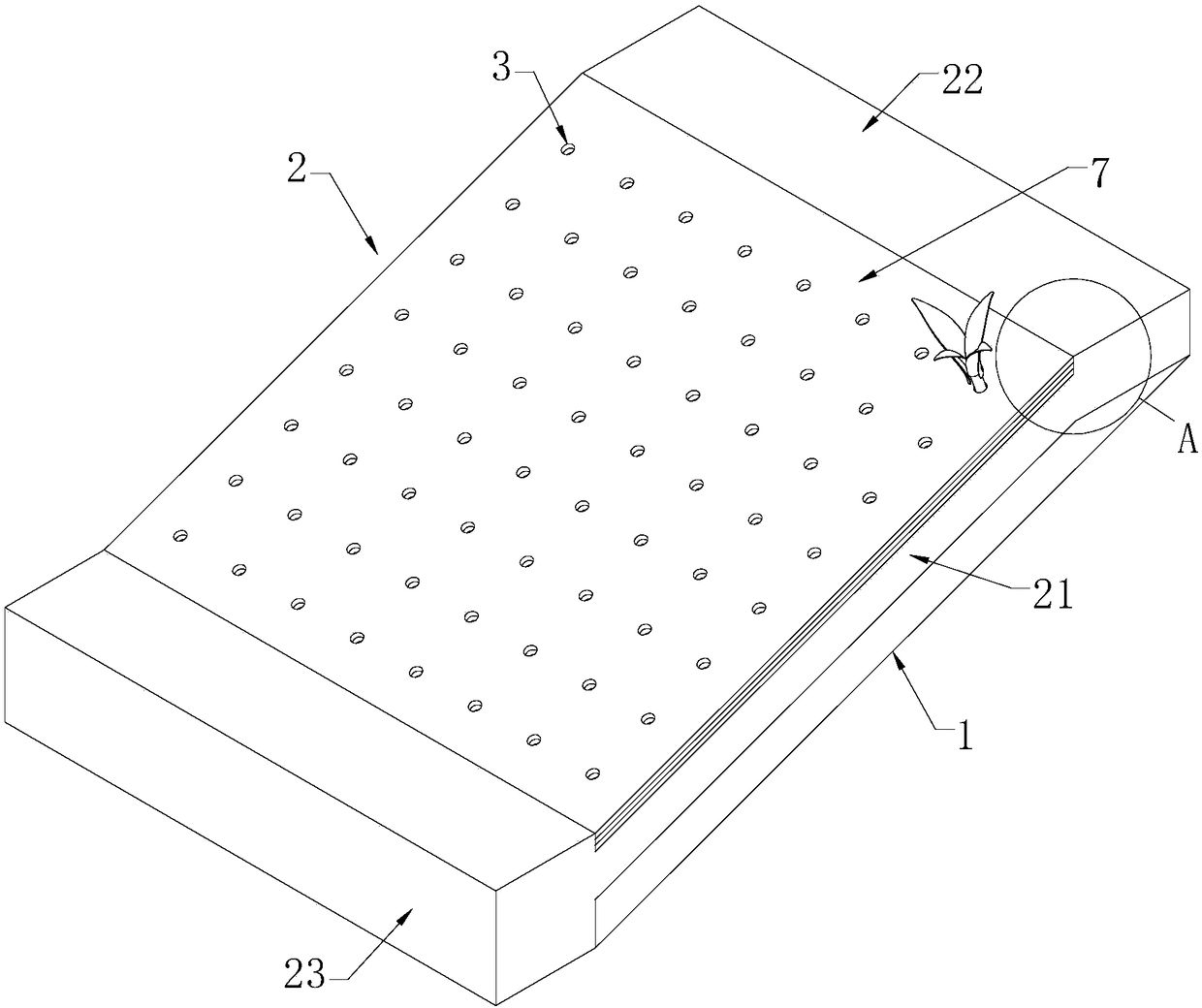 Nutrient hole type cast-in-place greening concrete and construction method thereof